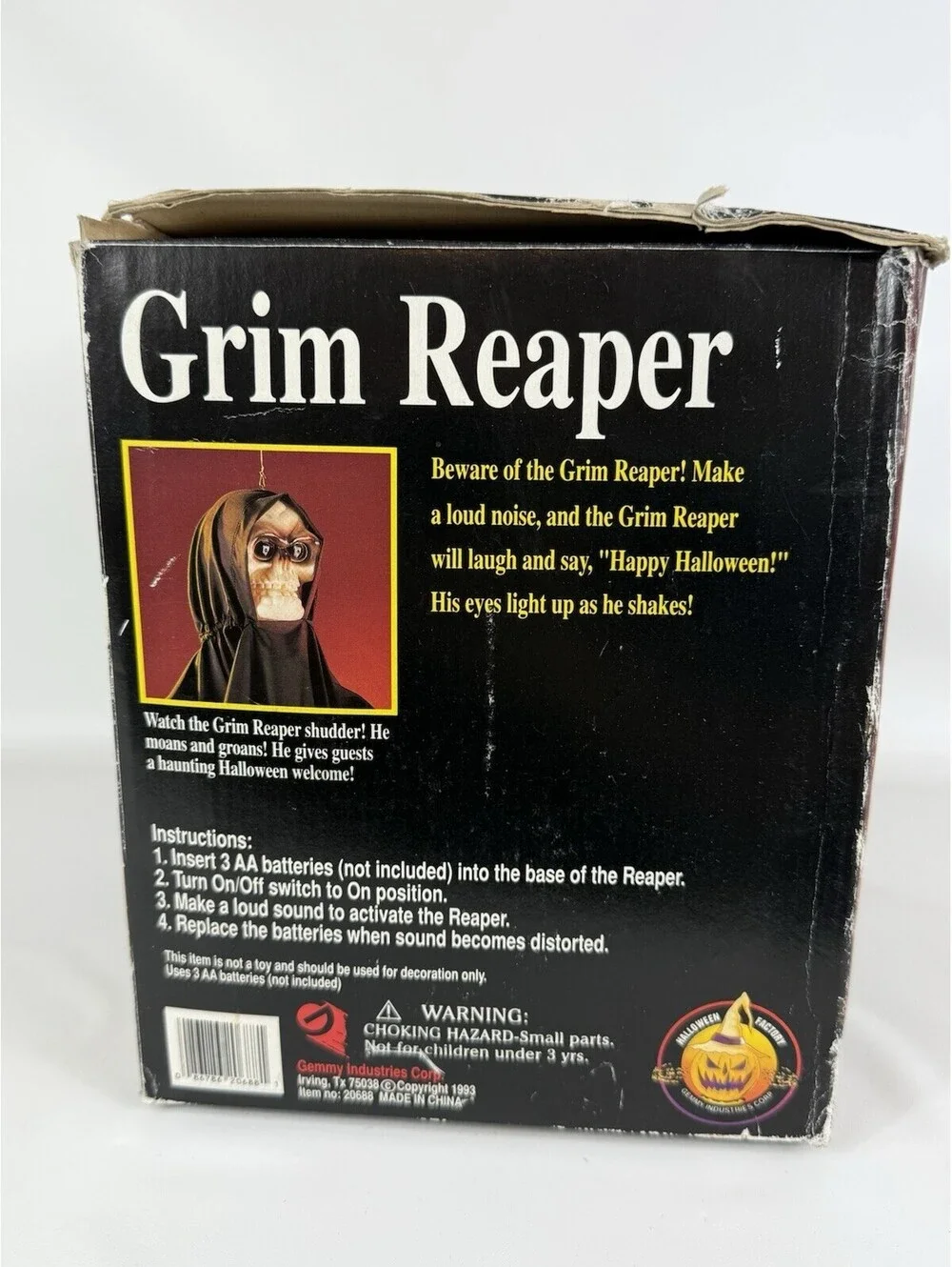 Gemmy Halloween Factory EERIE GRIM REAPER Decoration Shake Groan Sound Activated